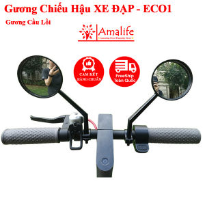 Gương Chiếu Hậu Cầu Lồi Gắn Ghi Đông Xe Đạp Leo Núi Bản To 8cm ECO1 Quay 360 Độ Linh Hoạt Cổ Dài Amalife