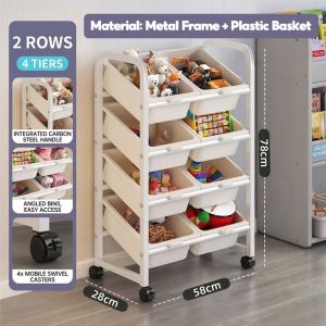 Kids Bookshelf Storage Rack Storage Rack Kids Toy Multi-functional Display Bookcase Organizer Book Shelf for Children with Safety Design for Bedroom Playroom Nursery