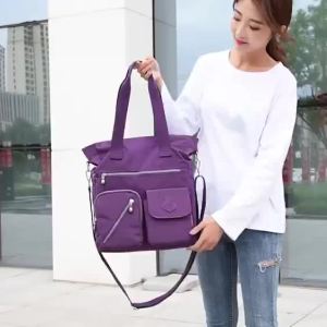 Large Capacity Multi-Pocket Nylon Crossbody Bag for Women Lightweight Shoulder Tote Bag for Work Travel