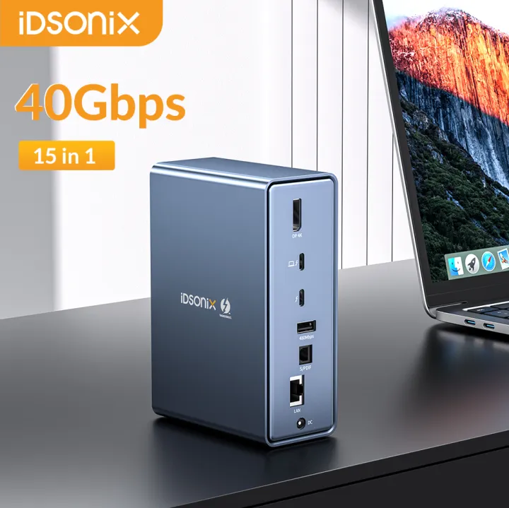 Idsonix IDSONIX Thunderbolt 40Gbps Docking Station USB C 3.1 Docking Station ...