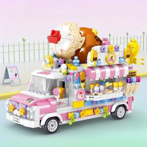 รถบรรทุกอาหารน่ารัก บล๊อคและของเล่นตัวต่อ ไอศครีม แฮมเบอร์เกอร์ สัปปะรด ลูกอม ของเล่นก่อสร้าง ของขวัญวันเกิด ของขวัญวันหยุด