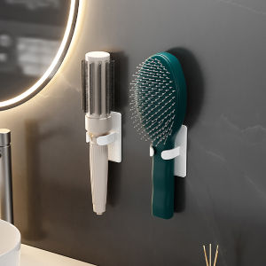 【Clementty】 Comb Holder Bathroom Wall Hanging Comb Storage Rack Hair Clip Organizer Air Cushion Comb Holder Creative Plastic Comb Rack