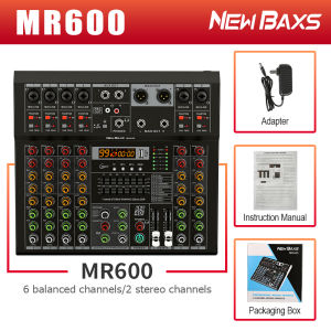 NEW BAXS MR400 MR600 4/6 Channel Studio Audio Mixer with 99 DSP Effects +48V Phantom Power for KTV Karaoke USB MP3 Party