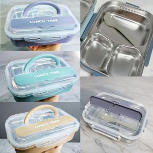 Kotak Makan Anak Stainless Steel Lunch box 2 Sekat Lunch box 3 Sekat Wadah Makanan Dapat Sendok