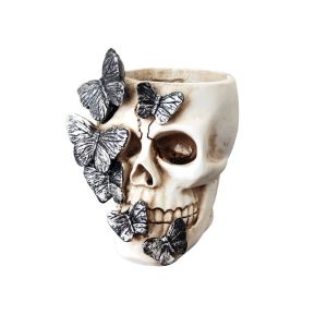 YOURUN Home Decorations Butterfly Skeleton Statue Gothic Funny Flower Pot Unique Decor Large Capacity Desk Organizer Halloween