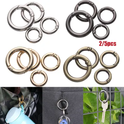 【COD❤Ready Stock】2/5pcs Zinc Alloy Plated Gate Spring O-Ring Buckles Clips Carabiner Purses Handbags Round Push Trigger Snap Hooks Carabiner
