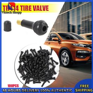 Vktech TR-414 Snap In Valve Stems 100pcs with Caps for Tire Care and Replacement in All Vehicles