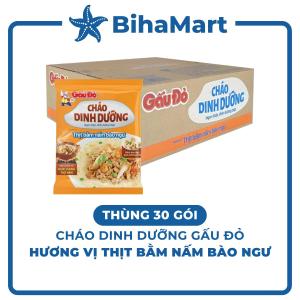 [THÙNG 30 GÓI] - ASIAFOODS - Cháo dinh dưỡng Gấu đỏ hương vị Thịt bằm nấm bào ngư Cháo thịt bằm nấm bào ngư Gấu Đỏ (60g/gói)