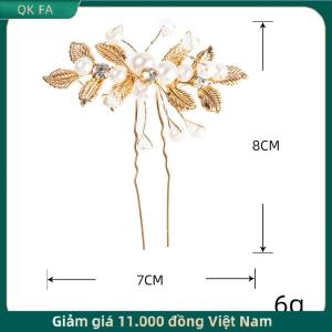 QK FA ✨ Cổ retro hoa lá tóc Clip ngọc trai pha lê hình chữ U kẹp tóc phong cách cổ xưa Hanfu phụ kiện hiệu suất đám cưới kẹp tóc nhỏ cô dâu mũ nón