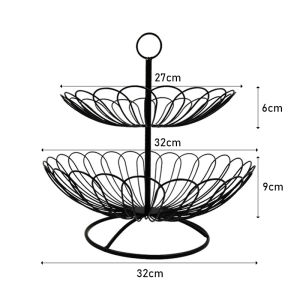 Onetwone Fruits Dessert serving rack Snacks Storage Tray luxury fruit basket  Metal cake plate Rack Display Decoration Organizer Cake Stand Snack plate  Detachable 2 tiers Fruits racks