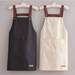 Waterproof Apron For Cooking Coffee Shop Barber Working Bib Kitchen Aprons BBQ Chef Apron For Women Heavy Duty Washable