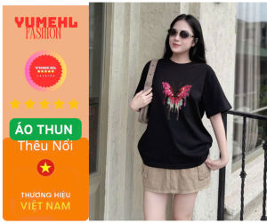 Áo Thun In Cao Cấp Ép thêu nổi cao cấp  Nữ Cổ Tròn (40-125)kg. Chất liệu cotton co giãn cao cấp