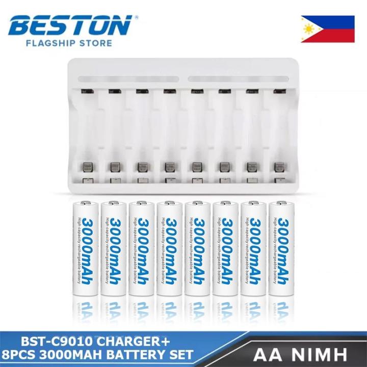 Beston C9010 8 Channel Smart Fast Charger With AA and AAA 3000mAh ...