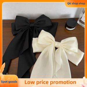 ✨QK shop✨ Bow Ribbon Hairpin Headwear Simple Elegant Satin Spring Clip Fixed Hair Clip Retro Party Headdress Red Hair Accessories