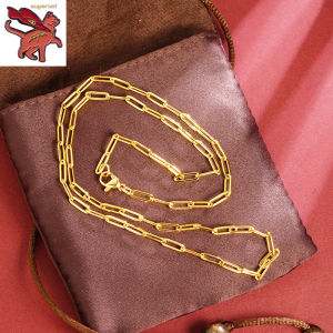 18k gold Pawnable Saudi Gold Original Simple Daily Versatile Loop Interlocking Geometric Necklace