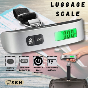 Penimbang Bagasi Elektronik | Digital Luggage Scale 50kg Portable Travel Weight Checker Temperature