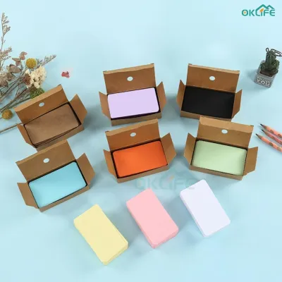 [OKLIFE. SG]Multicolor Blank Study Flashcards with Metal Loose Leaf Ring Kraft Paper Index Note Cards for Vocabulary