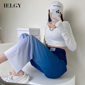 IELGY Womens Fashion Sports Gradient Ice Silk Trousers High Waist Loose