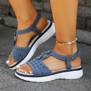 Free Shipping Plus-Size WomenS Thick-Soled Sandals 2026 Summer New Style Fashionable And Casual With A Hollowed-Out Design Perfect For The Beach