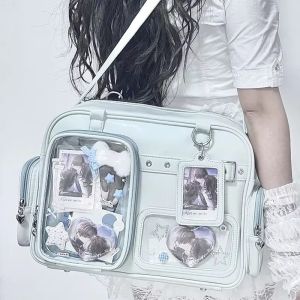 New Y2K Cute Ita Bag Concert Large Capacity Shoulder Bag Lolita Girl Transparent Backpack DIY Badge Display Casual Crossbody Bag2026