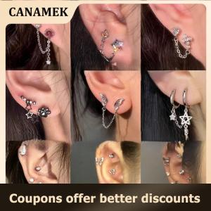 【 CANAMEK 】 1PC 1Set Cute Puppy Paw Zircon Butterfly Ear Bone Nail Studs New Fashion Luxury-Style Ear Jewelry For Women Y2K Earrings Gift