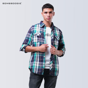 Bombboogie Kemeja Pria Crowded Nm-106757 Green Navy 24209B5NN