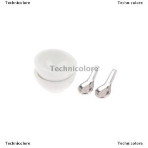 [COD] Technicolore 4ชิ้น เซ็ต1:12 dollhouse Miniature มินิเซรามิคชามซุปช้อนของเล่นรุ่น