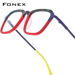 FONEX Acetate Titanium Gọng kính phụ nữ thiết kế thương hiệu Tròn Kiểu retro cổ điển Kính mắt nam Nhật Bản Kính đeo mắt kính mắt cho mắt 85891