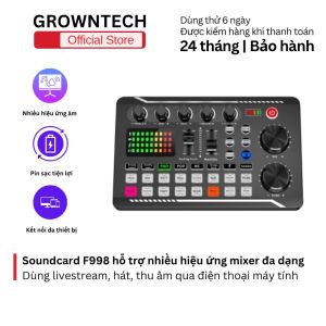 Soundcard F998 Mixer Livestream - Hiệu ứng voice changer echo reverb thu âm karaoke pin 1200mAh kết nối Bluetooth & Type-C