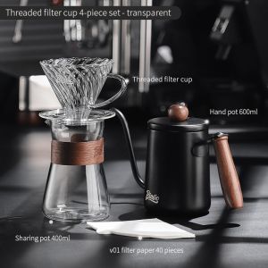 BINCOO Coffee Dripper Hand Brewed Coffee Filter Cup Borosilicate Glass Heat Resistant Sharing Pot Coffee Utensils Set