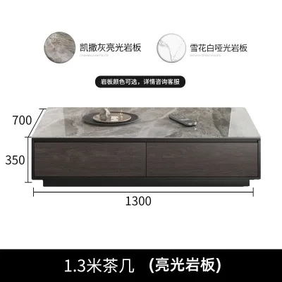 TV Console Sintered Stone Surface Walnut/Grey/White Drawers Luxury Wood Body