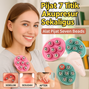 Alat Pijat Tujuh Permata Magnet Pijat Perut/Kepala/Kaki Bola Gulir Meluruskan Pinggang Olahraga Mudah Dibawa