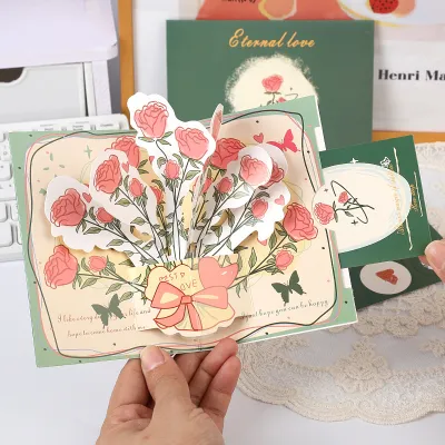 {SG Local} 3D Rose Greeting Cards are Perfect for Mothers Day Valentines Day Teachers Day And Birthdays