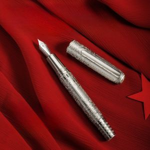 Hongdian 100 Silver Steel Piston Fountain Pen Iridium Extra Fine Nib Calligraphy Smooth Writing Silver-100