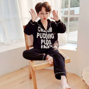 Bộ Pijama Lụa In Chữ Dài Tay Cho Bé Bộ Đồ Ngủ Lụa Cho Bé Trai Từ 6-28kg In Chữ Cực Xinh - SUMO KIDS