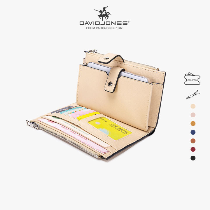 David Jones Paris women wallet pu leather female wristlet handbag