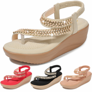 Thick Heel Sandals Soft Platforms Women Wedges Dinner Heels Sandal Womens Officer Peep Elastic Band Ladies Shoes Daily Shoes Basic Sandals