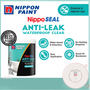 Nippon Paint ANTI-LEAK Waterproof Clear NippoSEAL 1KG | Water-Based Clearcoat | Interior & Exterior