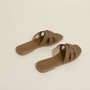 YOTO Womens Summer Resort Flat Sandals French-Inspired Single-Strap Elegant Beach Slides For Women