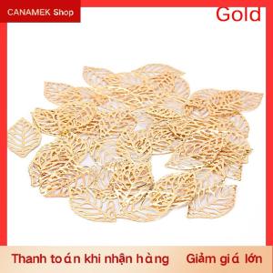 CS 50 chiếc Mặt dây chuyền hình lá rỗng quyến rũ tự làm trang sức lá kim loại thủ công