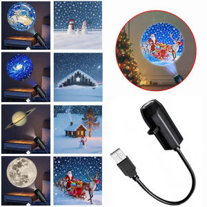 Multi-Pattern USB Projector Night Light Star Planet Ocean Halloween Christmas Projection Atmosphere Light Starry Sky Lamp Night Light Romantic Bedroom Decoration