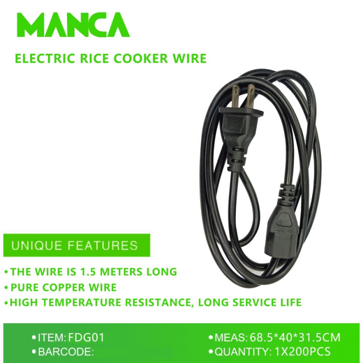 SAPPHIRE RICE COOKER HEAVY DUTY AC Power Cord 2 Pin Plug Power Cable ...