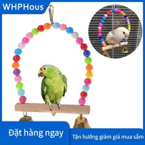 WHPHous Đồ chơi đu đưa Vẹt bằng gỗ tự nhiên lồng XÍCH ĐU cá rô treo chim hạt nhiều màu