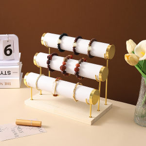 O-KAY 3 Layers Jewelry Organizer – Velvet/Leather Watch Bracelet & Jade Display Storage Rack