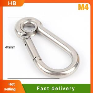 HB M4 M5 M6 M7 M8 Stainless Steel Carabiner Carbine Snap Hook with Eyelet Spring Buckle Key Ring