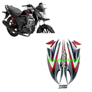 STIKER STRIPING LIS LES BODY MOTOR HONDA VERZA 150 TAHUN 2013 HITAM-SILVER 1SET STANDAR
