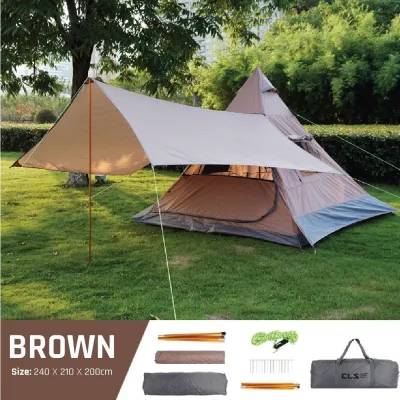 Pyramid Camping Tent 3-4 Person MS Teepee MX Pro Waterproof Double Layer Khemah Camping Khemah Unta Kemah
