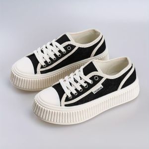 Sepatu Sneakers Wanita Shoes Black Kekinian Sepatu Boots Casual Fashion Modis Sepatu Wanita Bahan Kanvas Hitam Putih