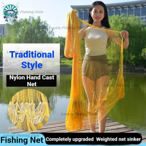 American Cast Net 8M Diameter Hand Throw Nylon Fishing Net Heavy Duty Fish Catching Net 4kg Durable Easy Cast