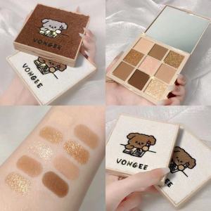 Cute Dog Pearlescent Eyeshadow Palette 9 Color Matte Eye Plate Glitter Eye Makeup Makeup Palette Natural Glitter Eyeshadow Waterproof Long Lasting Makeup Palette Beauty